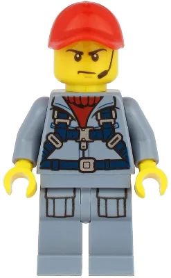 Ocean Submarine Pilot - Male, Harness, Sand Blue Legs with Pockets, Red Cap, Headset