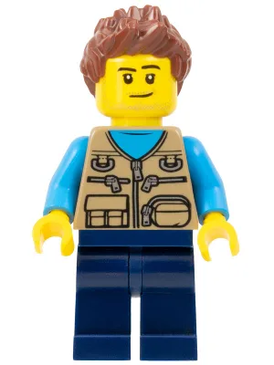 Camper Van Owner - Male, Dark Tan Vest over Dark Azure Shirt, Dark Blue Legs, Reddish Brown Spiked Hair, Stubble