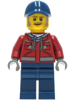 Truck Driver - Male, Dark Red Hooded Sweatshirt, Dark Blue Legs, Dark Blue Cap