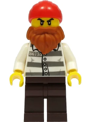 Police - Jail Prisoner 86753 Prison Stripes, Dark Brown Legs, Red Head Wrap, Dark Orange Beard