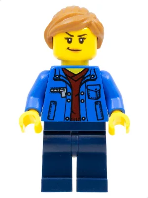 Stuntz Spectator - Female, Blue Jacket over Dark Red V-Neck Sweater, Dark Blue Legs, Medium Nougat Ponytail