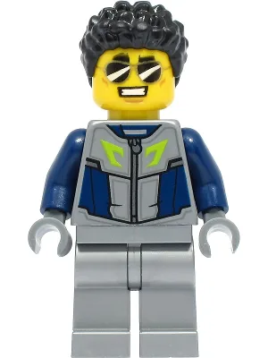 Duke DeTain - Stuntz Driver, Dark Blue and Flat Silver Racing Suit