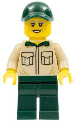 Park Worker, Male with Tan Shirt with Pockets, Dark Green Legs and Cap