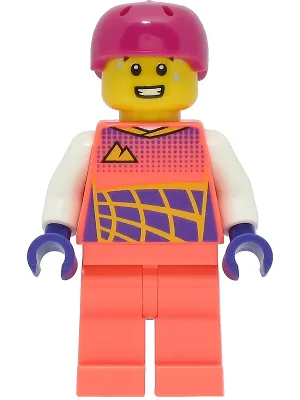 Cyclist - Male, Coral Racing Suit, Magenta Helmet