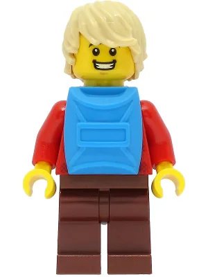 Passenger - Male, Red Plaid Flannel Shirt, Reddish Brown Legs, Tan Hair, Dark Azure Backpack