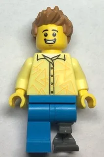 Grocery Store Customer - Male, Bright Light Yellow Shirt, Dark Azure Legs with Prosthetic Leg, Medium Nougat Hair