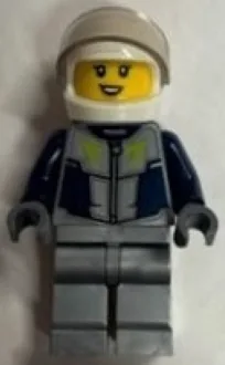 Race Car Driver - Female, Dark Blue and Flat Silver Racing Suit, White Helmet