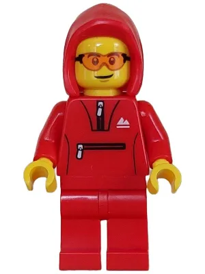 Mountain Bike Cyclist - Male, Red Tracksuit / Hoodie, Safety Glasses