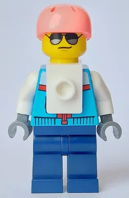 Rock Climber - Male, Dark Azure Jacket, Dark Blue Legs, Coral Sports Helmet, Sunglasses
