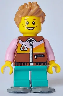 Boy - Reddish Brown Jacket, Dark Turqouise Short Legs, Medium Nougat Spiked Hair, Snowshoes