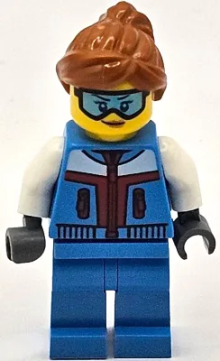 Ice Sculptor - Female, Dark Azure Jacket and Legs, Dark Orange Ponytail Hair, Ski Goggles