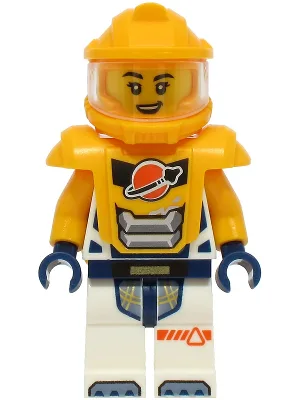 Astronaut - Female, White Spacesuit with Bright Light Orange Arms, Bright Light Orange Helmet, Trans-Clear Visor, Bright Light Orange Armor