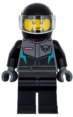 Race Car Driver - Male, Racing Suit with Hawk Head Logo, Black Legs, Black Helmet, Trans-Clear Visor, Goatee