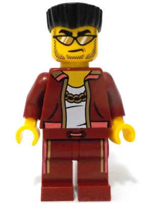 Police - City Bandit Crook Male, Dark Red Jacket and Legs, Black Flat Top Hair