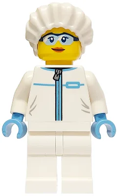 Police - City Forensic Detective Female, White Safety Jumpsuit, Safety Glasses