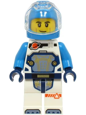 Astronaut - Male, White Spacesuit with Dark Azure Arms, Dark Azure Helmet, Trans-Clear Visor, Smirk