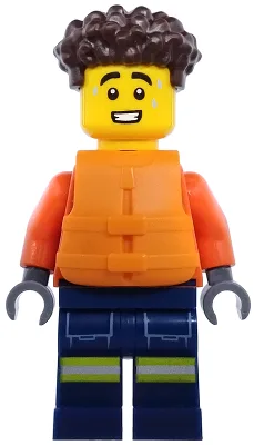 Coast Guard City - Male, Reddish Orange Jacket with Pockets and Reflective Stripes, Dark Blue Legs with Pockets and Reflective Stripes, Orange Life Jacket, Dark Brown Hair