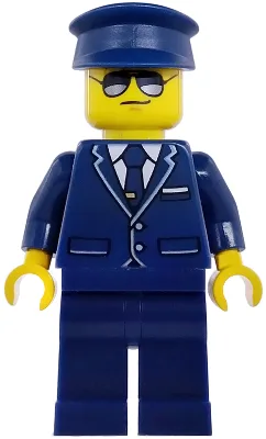 Passenger Plane Pilot - Male, Dark Blue Suit with Tie and Hat