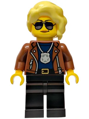 Police - City Detective Female, Reddish Brown Jacket, Black Legs, Bright Light Yellow Hair