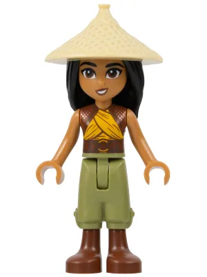 Raya - Tan Conical Hat, Yellow Top, Reddish Brown Boots, Open Mouth