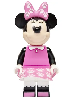 Minnie Mouse - Dark Pink Top, Dress and Bow with Paw Prints