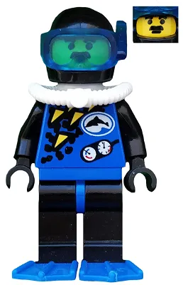 Taucher – Blau, schwarzer Helm, blaue Flossen