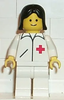 Docteur - Ligne droite, jambes blanches, cheveux noirs (femme)