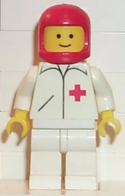 Dokter - Rechte lijn, witte benen, rode klassieke helm