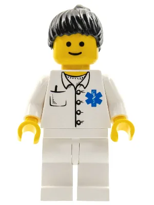 Dokter - Ambulancemedewerker, Ster van het Leven, overhemd met knoopjes, witte broekspijpen, zwarte paardenstaart.