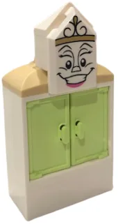 Wardrobe - Yellowish Green Doors, Printed Face on Tile, Modified 2 x 3 Pentagonal, Tan Curved Slopes
