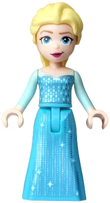 Elsa - Medium Azure Dress, Medium Blue Long Narrow Glitter Cape, Smirk Narrow