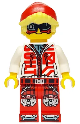 Cooper - Black Visor, White Hoodie, Red Legs