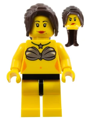 Windsurfer - Female, Shell Bra, Black Hips, Long Dark Brown Hair