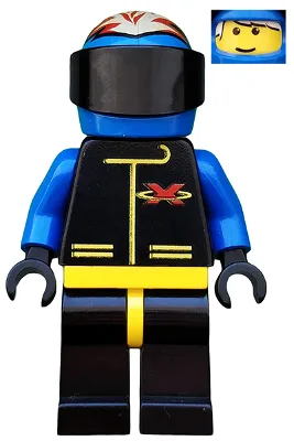 Extreme Team - Blauw, helm met blauwe vlammen, witte pony