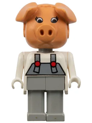Fabuland-Schwein – Ferkel Patricia (Pat), hellgraue Beine/Latzhose, weißes Oberteil