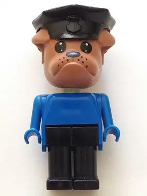 Fabuland Bulldog - Bertie Bulldog (politiechef), bruin hoofd, zwarte politiepet