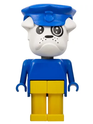 Fabuland Bulldog - Boris Bulldog (Postbode), Witte Kop, Blauwe Hoed en Top