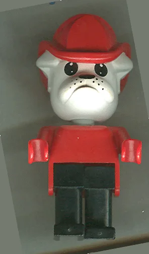 Fabuland Bulldog - Buster Bulldog (Fireman), White Head, Red Fire Helmet and Top