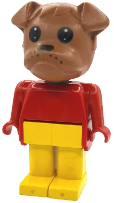 Fabuland Bulldog - Barty Bulldog (Feuerwehrchef), brauner Kopf, gelbe Beine