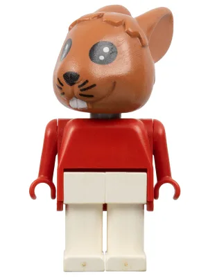 Fabuland Rabbit - Robby Rabbit, tête brune, pattes blanches, dos et bras rouges