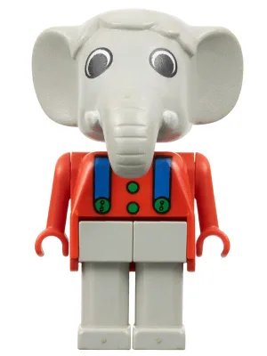 Éléphant Fabuland - Edward, pattes gris clair, dos et bras rouges, bretelles bleues