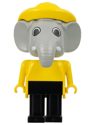 Fabuland Elefant – Edward Elefant, schwarze Beine, gelber Regenmantel und Hut, weiße Augen