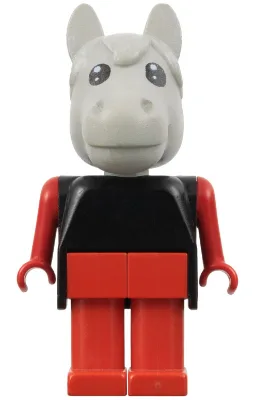 Cheval Fabuland - Harry, tête gris clair, jambes rouges, toupie noire