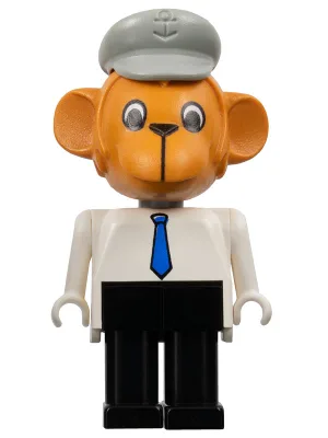 Fabuland Monkey – Mike Monkey (Chauffeur), brauner Kopf, blaue Krawatte, hellgrauer Hut