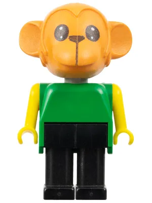 Fabuland-aap - Chester-chimpansee, bruine kop, zwarte poten, groene rug, gele armen