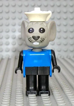 Fabuland Maus – Mortimer Maus (Morty), hellgrauer Kopf, blaues Oberteil, weißer Matrosenhut