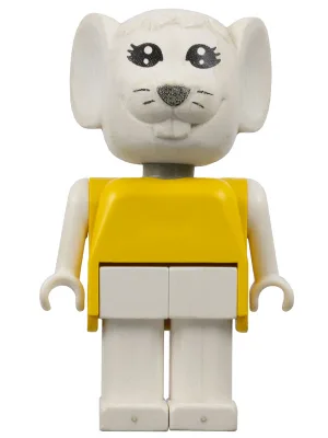 Souris Fabuland - Souris Marjorie, tête et pattes blanches, haut jaune