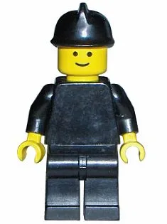 Schwarzer Torso mit schwarzen Armen, schwarzen Beinen und schwarzem Feuerhelm