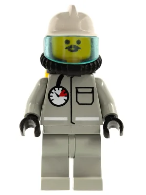 Fire - Air Gauge and Pocket, Light Gray Legs, White Fire Helmet, Breathing Hose, Yellow Air Tanks