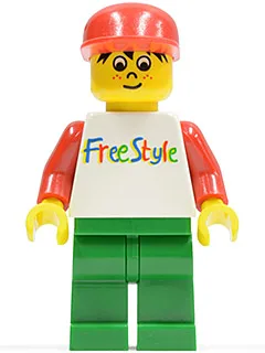 Freestyle Timmy met groene benen en rode hoed